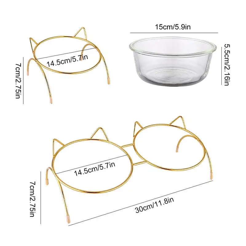 

Glass Dog Cat Bowl Puppy Food Bowl With Iron Frame Water Cat Feeder Dog Bowl Food And Water Bowl For Cat Pet Supplies