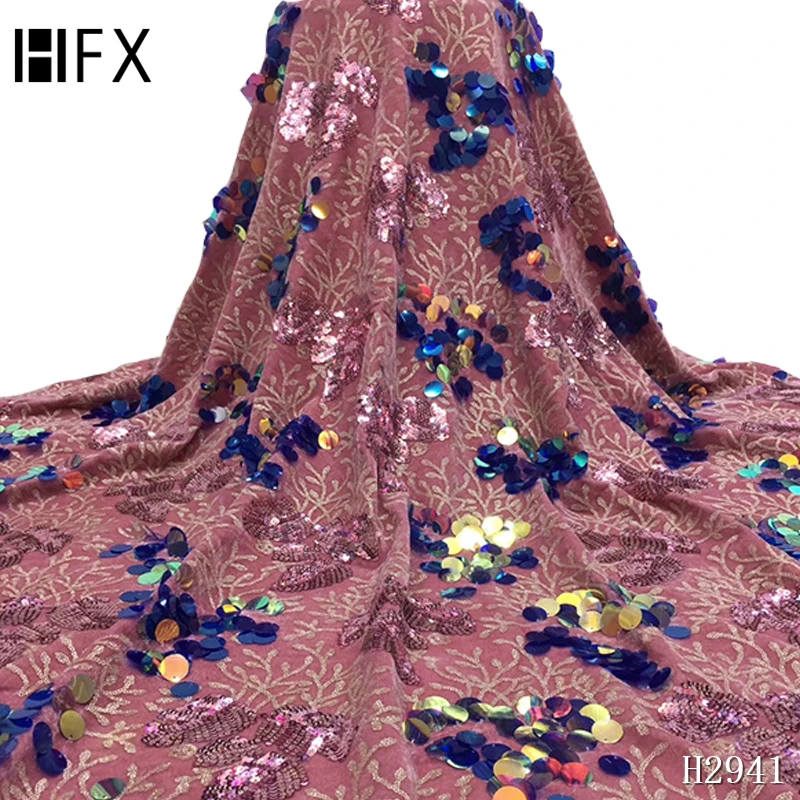 HFX роскошный французский сетчатый кружевной Кружевной Тюль с вышивкой пайетками