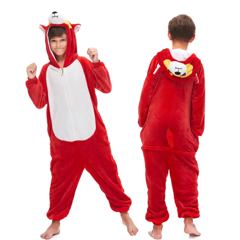 YinMu TianMa 20 NEW kids kigurumi animal dinosaur unicorn pajamas set winter hooded soft Stitch Christmas sleepwear kids girls boys jumpsuit - Цвет: YinMu TianMa