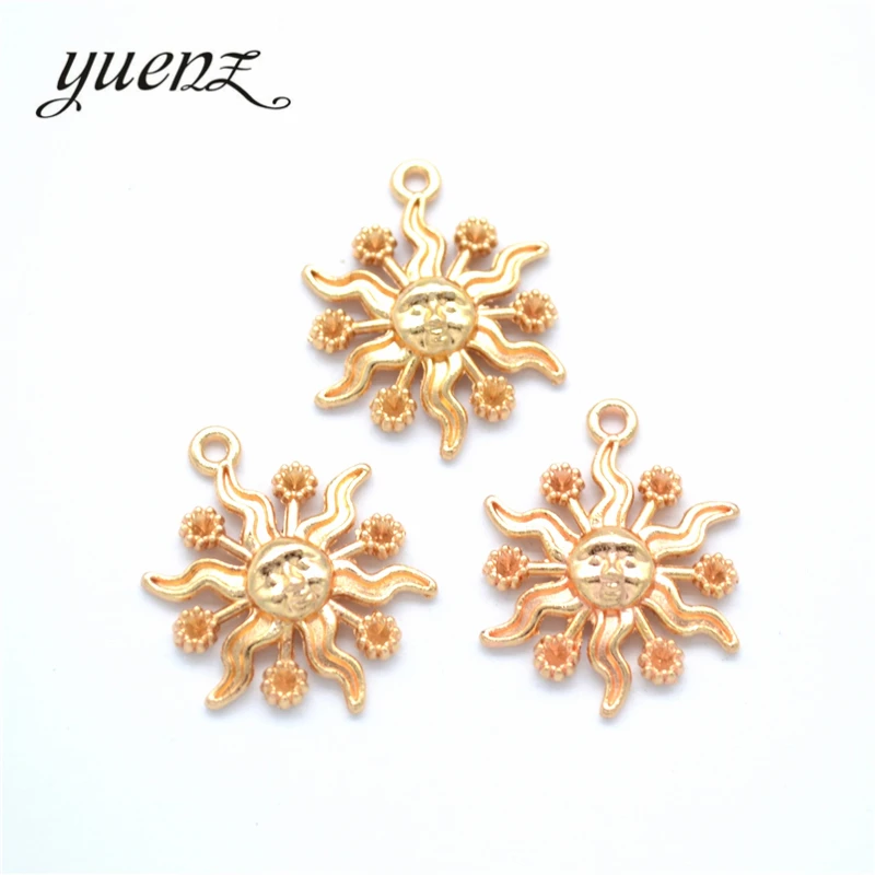 

YuenZ 10pcs Antique Silver Plated sun Charms Pendant:DIY for bracelet necklace 23*18mm L221