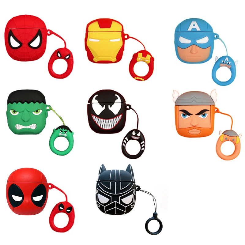 

Marvel Iron Man Spiderman Black Panther Silicone Cases For Airpods 1/2 Protective Bluetooth Wireless Earphone Charging Cover