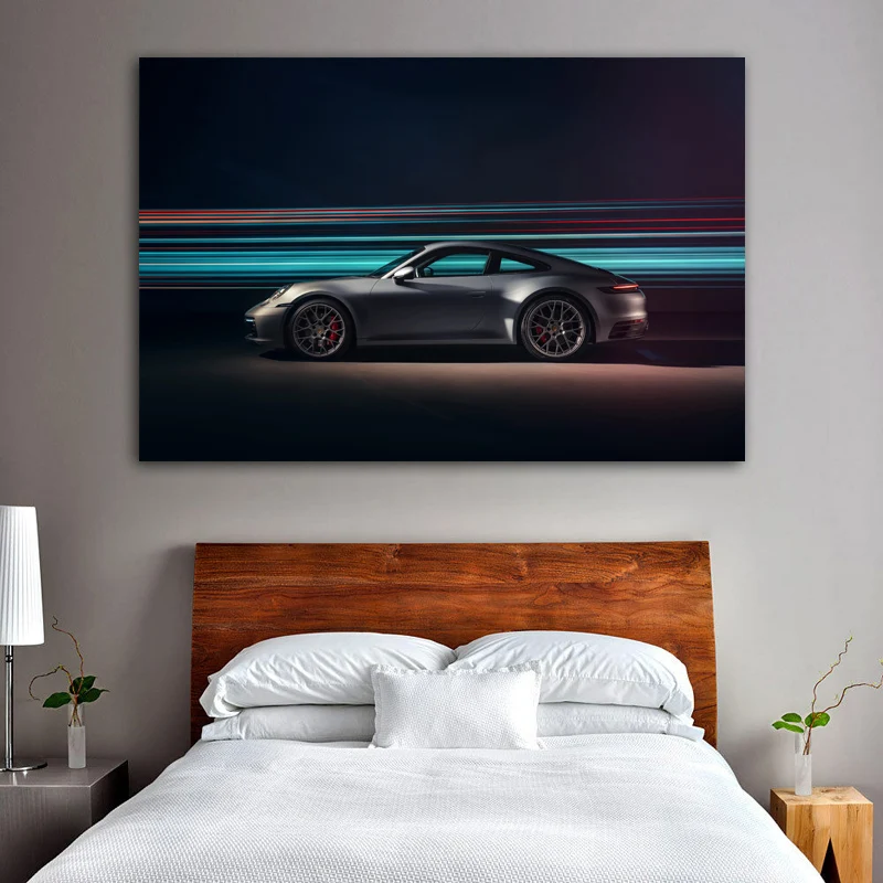 Porsches 911 Carrera Серебряный автомобиль Sportscar обои плакаты и принты на холсте настенные картины для декора гостиной
