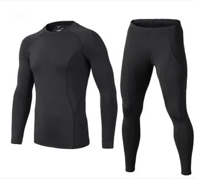 long men black sets Fysupotsu спортивная одежда термобелье для мужчин мальчиков термобелье компрессионная рубашка Леггинсы кальсоны для мужчин спортивные костюмы - Цвет: long men black sets