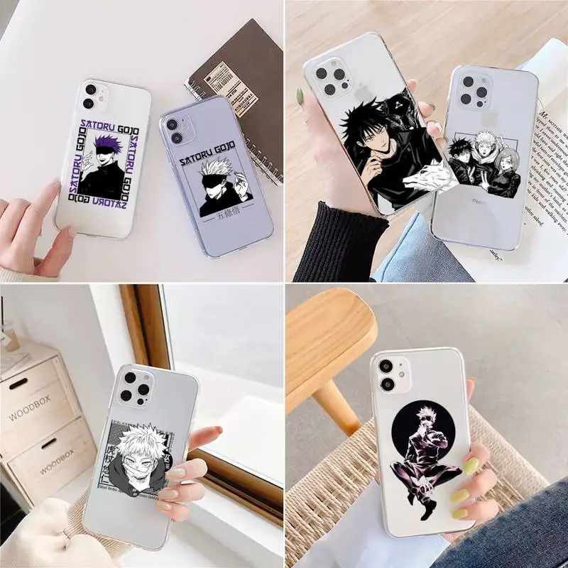 

Jujutsu Kaisen Japan anime Phone Case Transparent for iPhone 6 7 8 11 12 s mini pro X XS XR MAX Plus