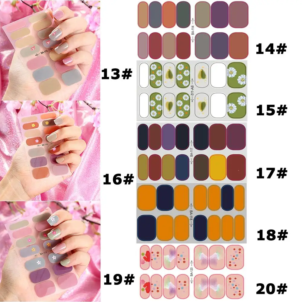 

Full Cover Wraps Nail Polish Stickers Flower Designs Glitter Powder Manicure DIY Self-Adhesive Nail Art Decoration