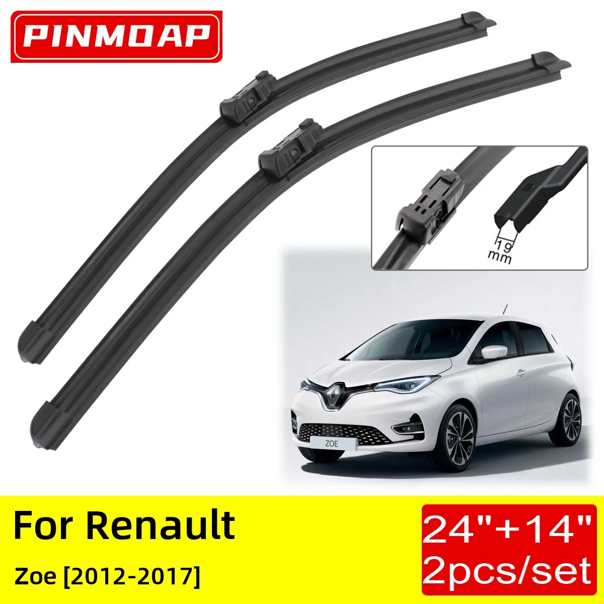 

Щетки стеклоочистителя для Renault Zoe 2012, 2013, 2014, 2015, 2016, 2017, 24 дюйма + 14 дюймов