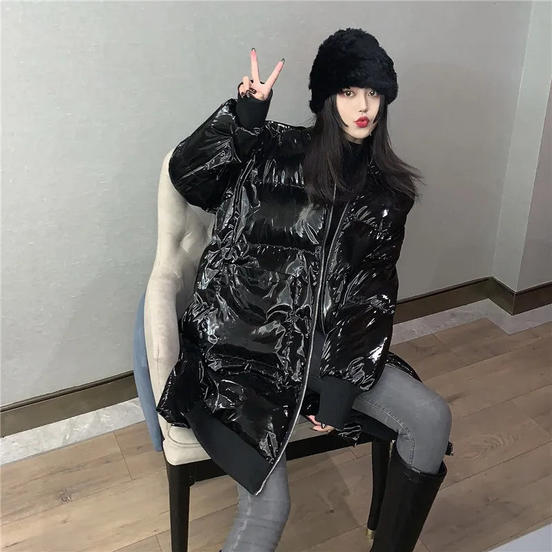 Новинка Осень зима 2019 Женская хлопковая куртка модное блестящее корейское