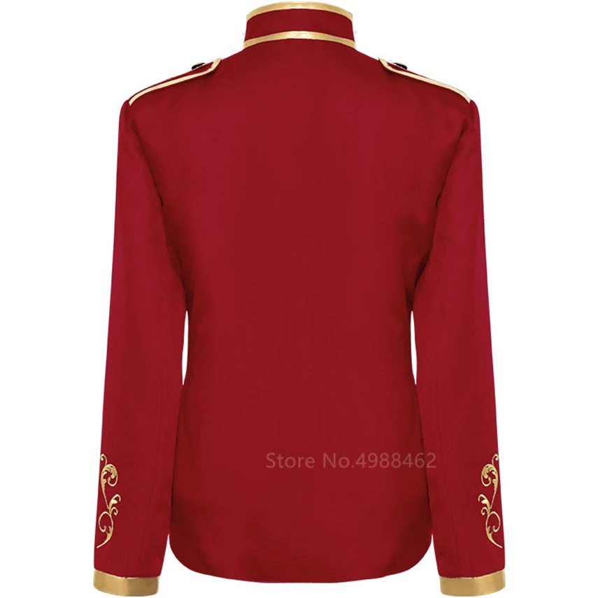 

Medieval Victoria European Court King Cosplay Costume Coat Men Carnival Party Knight Golden Embroidery Stand Collar Top Jacket