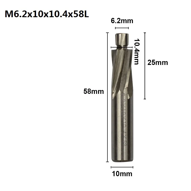M6.2x10x10.4x58 XCAN 1 шт. 4 Флейта HSS Цековка торцевой фрезы M3.2-M16.5 пилота долбежный инструмент фреза для дерева/металла сверления Зенковка - Длина режущей кромки: M6.2x10x10.4x58