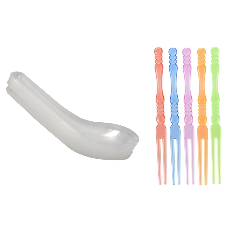 60 шт прозрачные пластиковые одноразовые ложки для супа и 30 в ассортименте