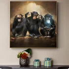 Животные в стиле ретро, Художественная Картина на холсте с Обезьянами, настенные художественные Плакаты для гостиной, домашний Настенный декор