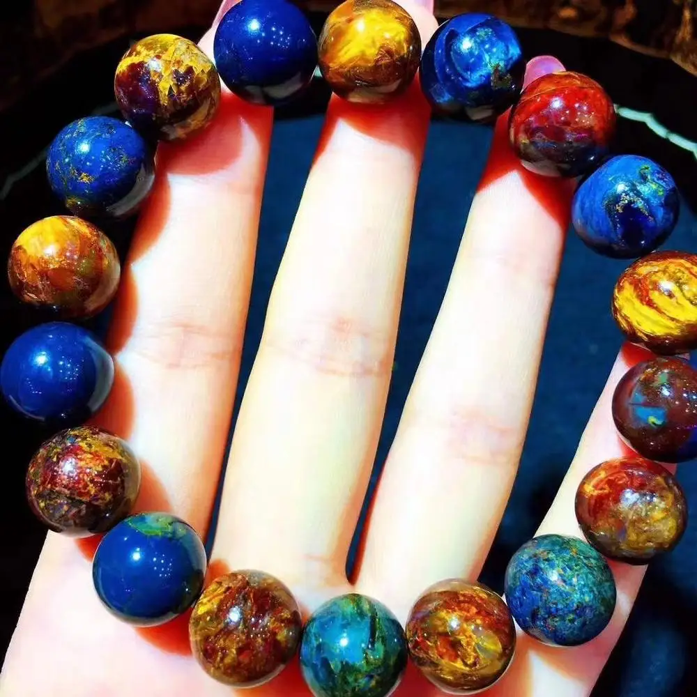 

12mm Top Natural Pietersite Bracelet Woman Man Yellow Red Blue Crystal Round Beads Namibia Energy Gemstone Stretch Jewelry AAAAA