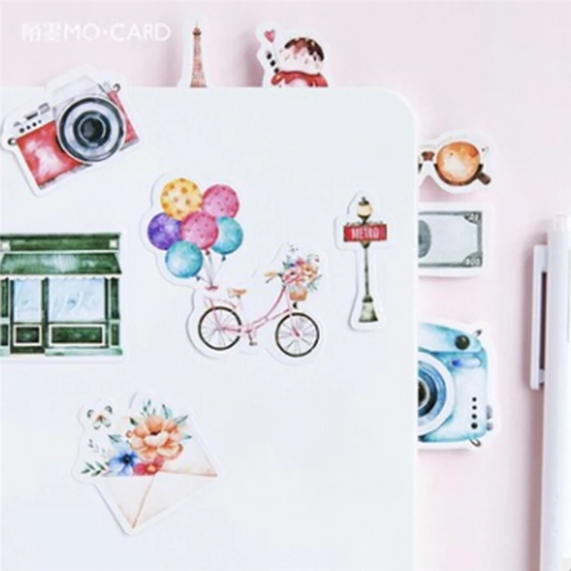 

46 Pcs Travel Sticker DIY Vintage Retro Classic Travel Stickers Diary Scrapbooking Decor Adhesive Memo Pad Stationery