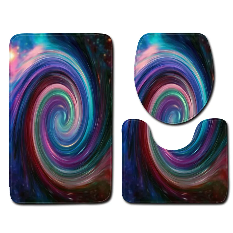 

Zeegle Night View 3pcs Bathroom Mats Non-slip Toilet Floor Mats Toilet Lid Cover Shower Room Carpets Flannel Toilet Rug Bath Mat