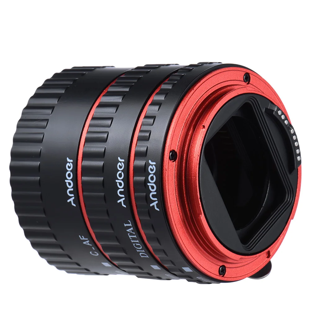Andoer цветной металлический ttl Автофокус AF Макро Удлинитель кольцо для Canon EOS EF EF-S 60D 7D 5D II 550D красный