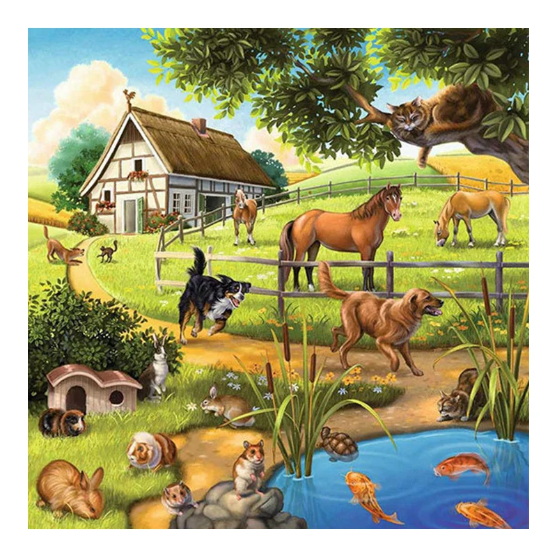 5D DIY Алмазная вышивка три кошки едят арбуз Картина Вышивка крестом квадратное