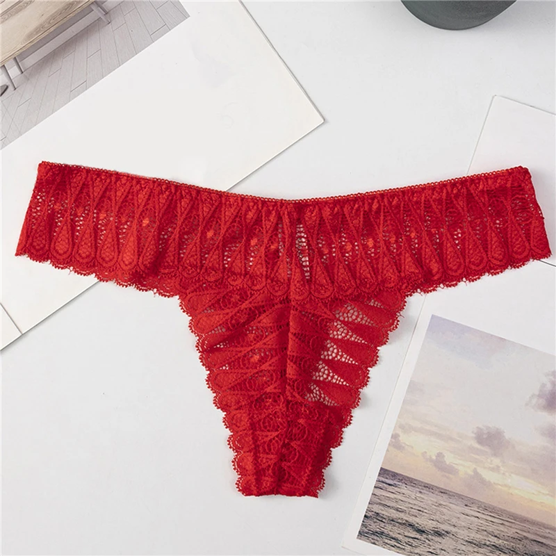 

Sexy Panties Women Lace Low-waist Briefs Female Breathable Underwear Black Transparent G String T-back Thong Lingerie