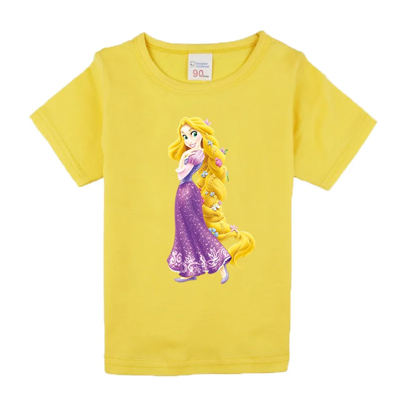 2021 Summer Fashion Rapunzel Princess Baby Clothing girls T-Shirts Children Cotton Casual T Shirt Kids Tops Tee | Мать и ребенок