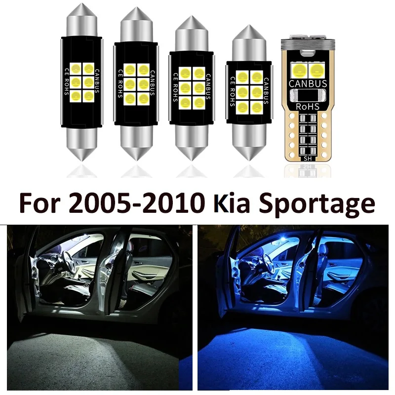 

11pcs Car Accessories White Interior LED Light Bulbs Package Kit For 2005-2010 Kia Sportage T10 31MM 39MM Map Dome Trunk Lamp