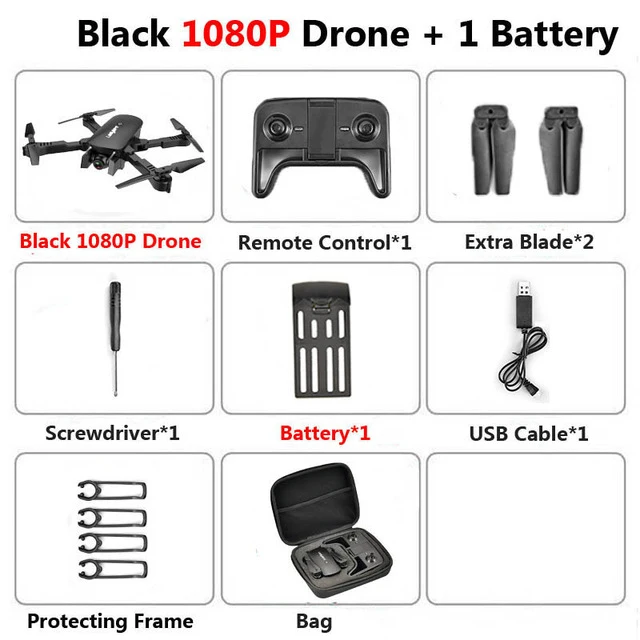 1080P 1BAT Bag Радиоуправляемый Дрон с 4K HD камерой FPV Wi-Fi функция удержания высоты Selife Дрон складной Квадрокоптер Vs E58 SG106 M69 xs816 дроны - Цвет: 1080P 1BAT Bag