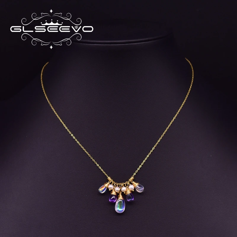 GLSEEVO кулон ручной работы с пресноводным жемчугом и натуральным кристаллом