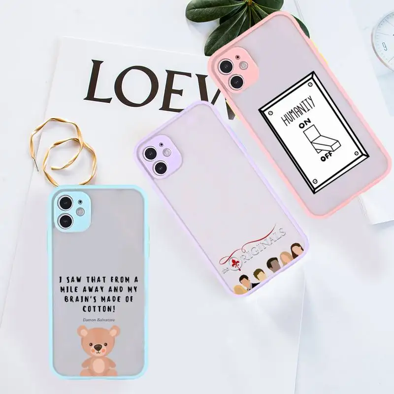 

Vampire Diaries Phone Case For iPhone 12 11 Mini Pro XR XS Max 7 8 Plus X Matte transparent Purple Back Cover