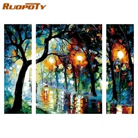 ruopoty 3pcs painting by numbers tree landscape diy for adult and child kits paints by numbers on canvas diy gift home decor art
