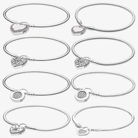 authentic s925 sterling silver heart texture lock cz snake bone bracelet is suitable for womens diy jewelry original charm