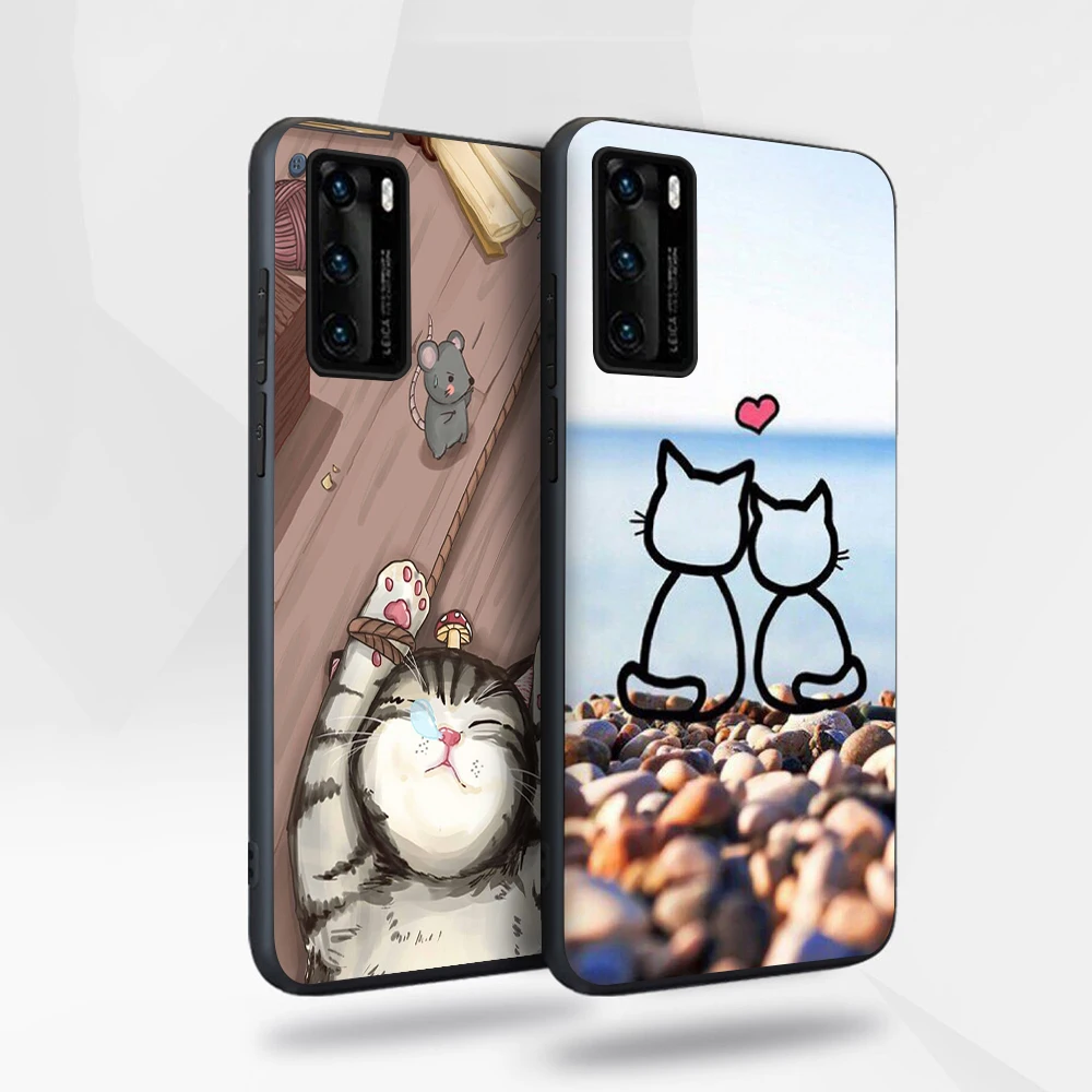 

Cat Love Case for Huawei P40 P30 P20 Honor 30 20 10 30S Mate 40 30 20 Lite Pro P Smart Plus 2019 Soft Silicone TPU Phone Fundas