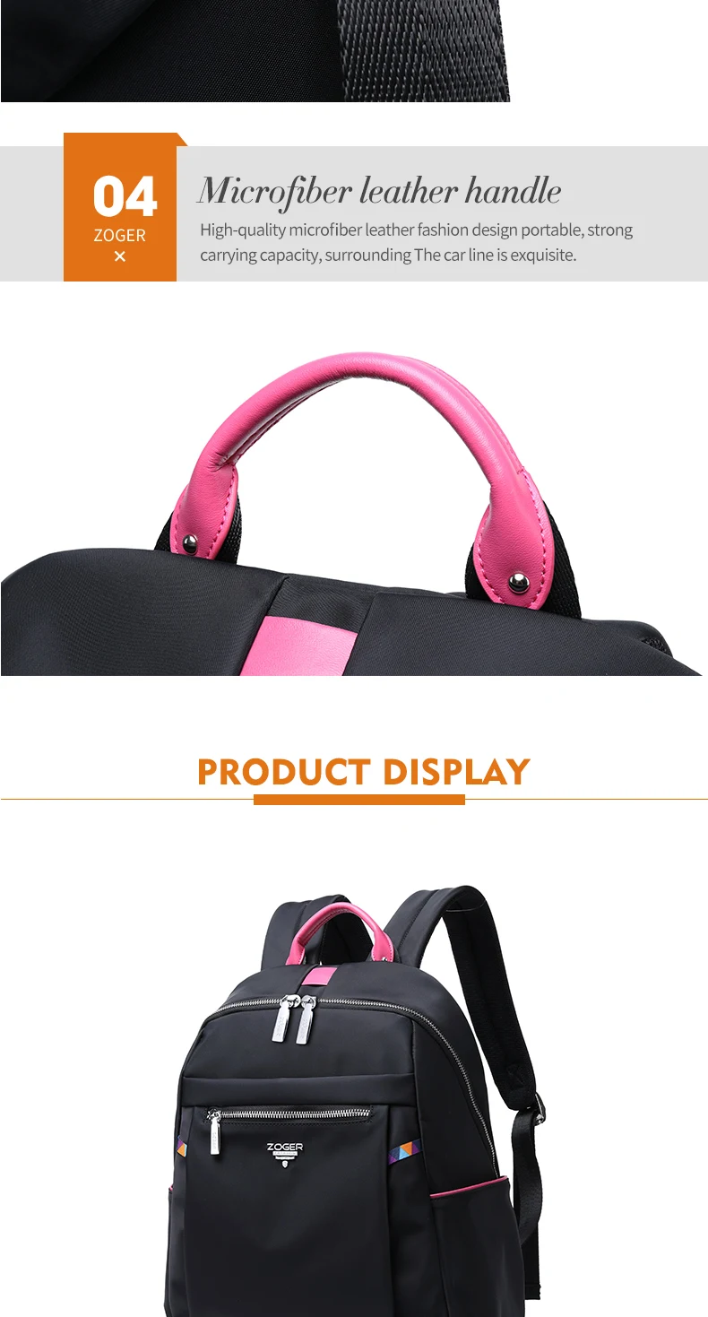 ZOGER travel shoulder high quality laptop bag Oxford canvas casual lady lightweight large capacity backpack for girls in their 2