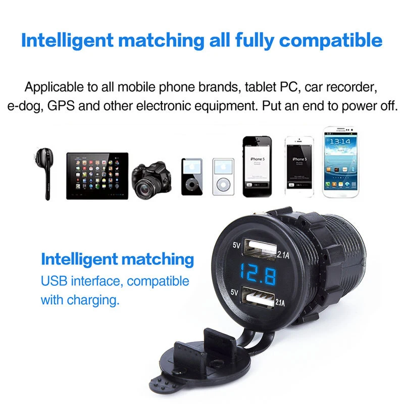 Car Motorcycle Cigarette Lighter Dual USB Charger 12V-24V Boat Sockets cargador mechero coche | Автомобили и мотоциклы