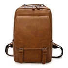 Мужской рюкзак для ноутбука, винтажный водонепроницаемый рюкзак цвета хаки, для путешествий, большой емкости, из искусственной кожи