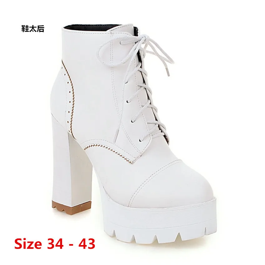 

Женские ботильоны на высоком каблуке, ботинки на платформе и высоком каблуке, большой размер 34-43, обувь для весны и осени