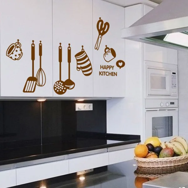 DIY Съемная Наклейка на стену Happy kitchen виниловые наклейки для домашнего декора