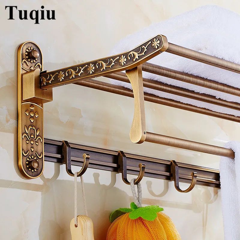 bathroom accessories set antique bronze carved aluminum bath hardware sets towel rackpaper holder toilet brush holderhooks free global shipping