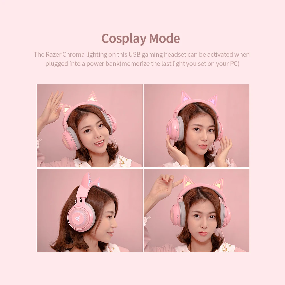 

Razer Kraken Kitty Gaming Headset TNX 7.1 Surround Sound Headphone USB Interface Active Noise Reduction Microphone Headset Gamer