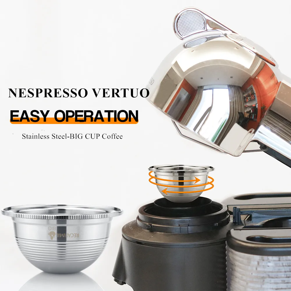 ICafilas безстильной стали многоразовые маленькие чашки(70 мл) Nespresso Vertuo кофе капсулы фильтр эспрессо Vertuoline для VertuoPlusLine