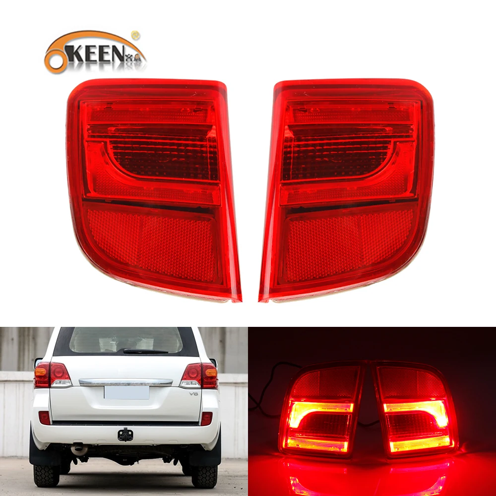 2pc LED For Toyota Land Cruiser 2008-2015 Rear Bumper Reflector Light Taillight Brake Light Bar Driving Rear Fog Lamp Assembly