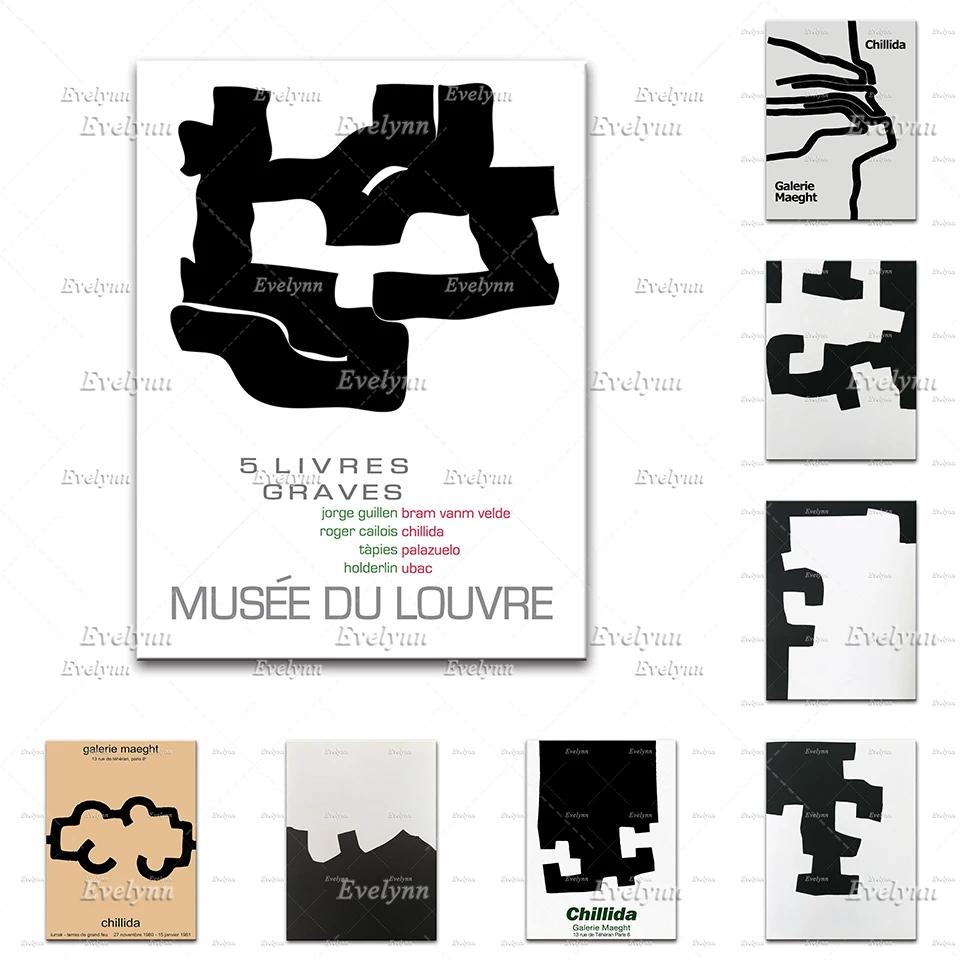 

Eduardo Chillida - Galerie Maeght Exhibition Poster -Gallery Derriere Le Miroir 1973,Abstract Home Decor Prints Wall Art Canvas