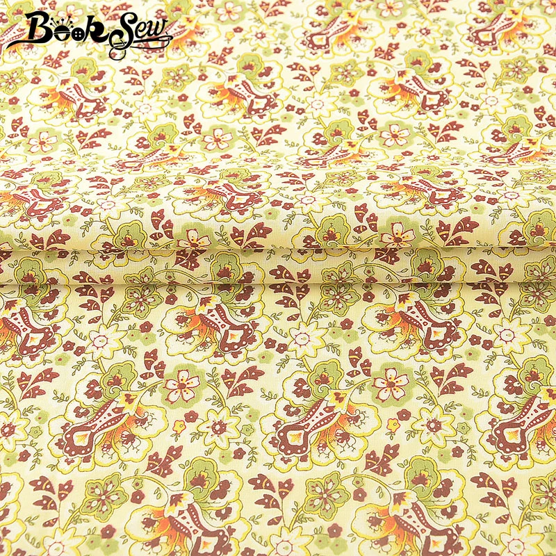 Booksew Высокое качество 100% хлопок поплин Ткань с цветочным принтом тела стеганая