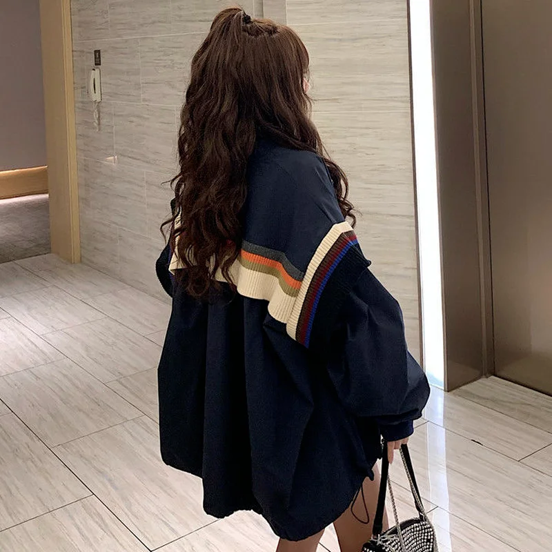 Куртка женская одежда Весенняя вязаная с карманами в полоску верхняя для детей