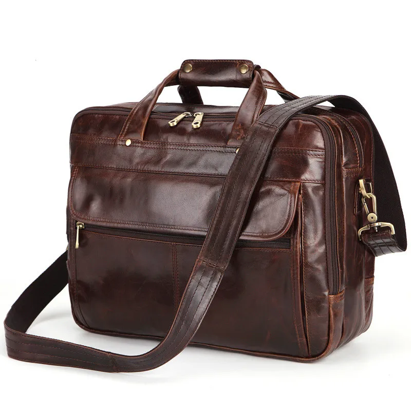 Business Briefcase Men's Leather Large Capacity Computer Bags Shoulder bag