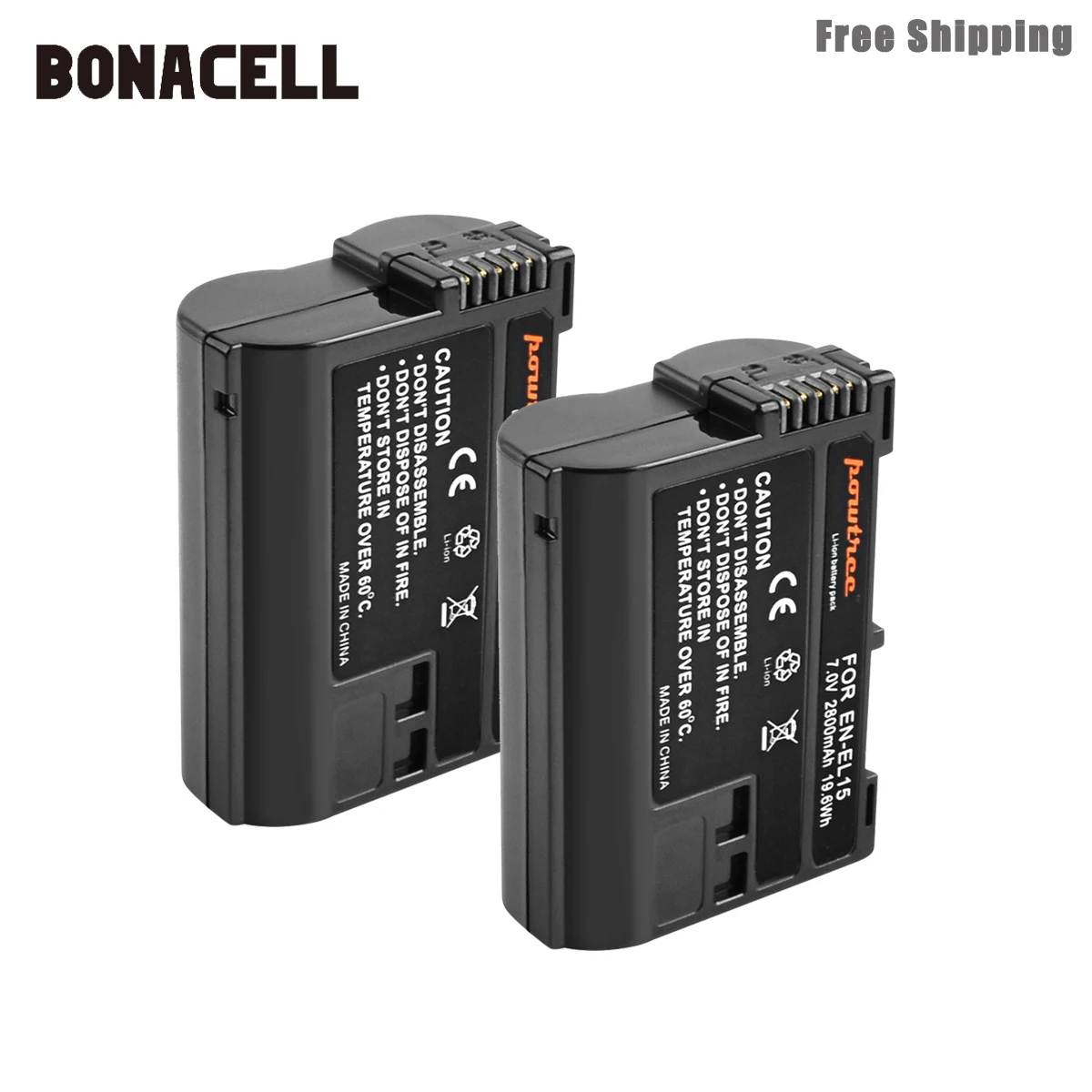 2 Pack Battery Bonacell 2800 мА/ч, EN-EL15 ENEL15 RU EL15 Камера Батарея для цифровых зеркальных фотокамер Nikon D600 D610 D800 D800E D810 D7000 D7100 D7200 L50 - Цвет: 2 Pack Battery