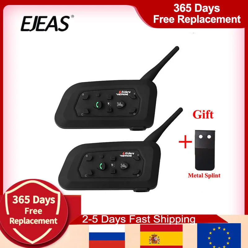 Дуплексный bluetooth домофон для мотоциклетного шлема версия 2020 V6 без нажатия кнопки