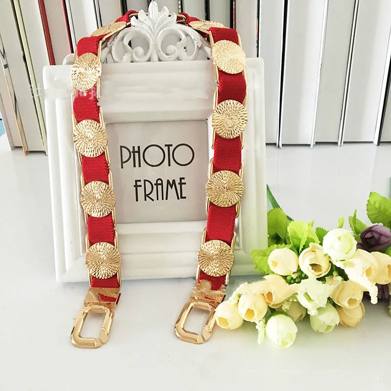 

Gold chain belt elastic women's elastic belt, big flower, metal, Kiting, gold decoration, luxury designer, high quality