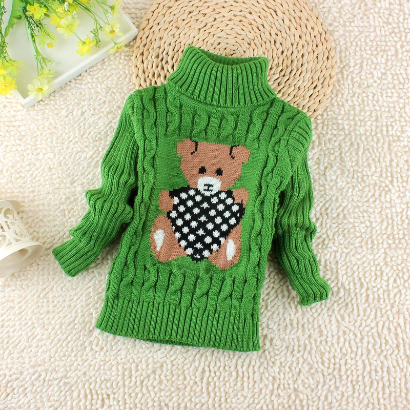

Baby Girls Winter Turtleneck Sweater Clothes 2019 Autumn Boys Children Clothing Pullover Knitted Cartoon Bear Kids Sweaters