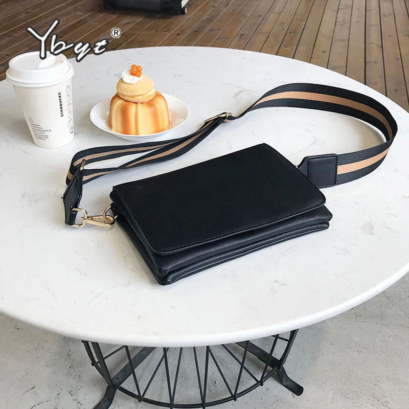 

YBYT simple fashion women shoulder flap bag PU leather small square envelope bag Double pocket casual crossbody messenger bags