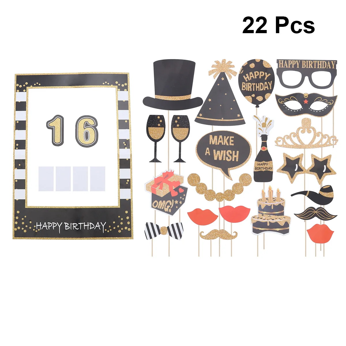 22 шт. блестящая фоторамка на 16 дней рождения реквизит для фотостудии очки с