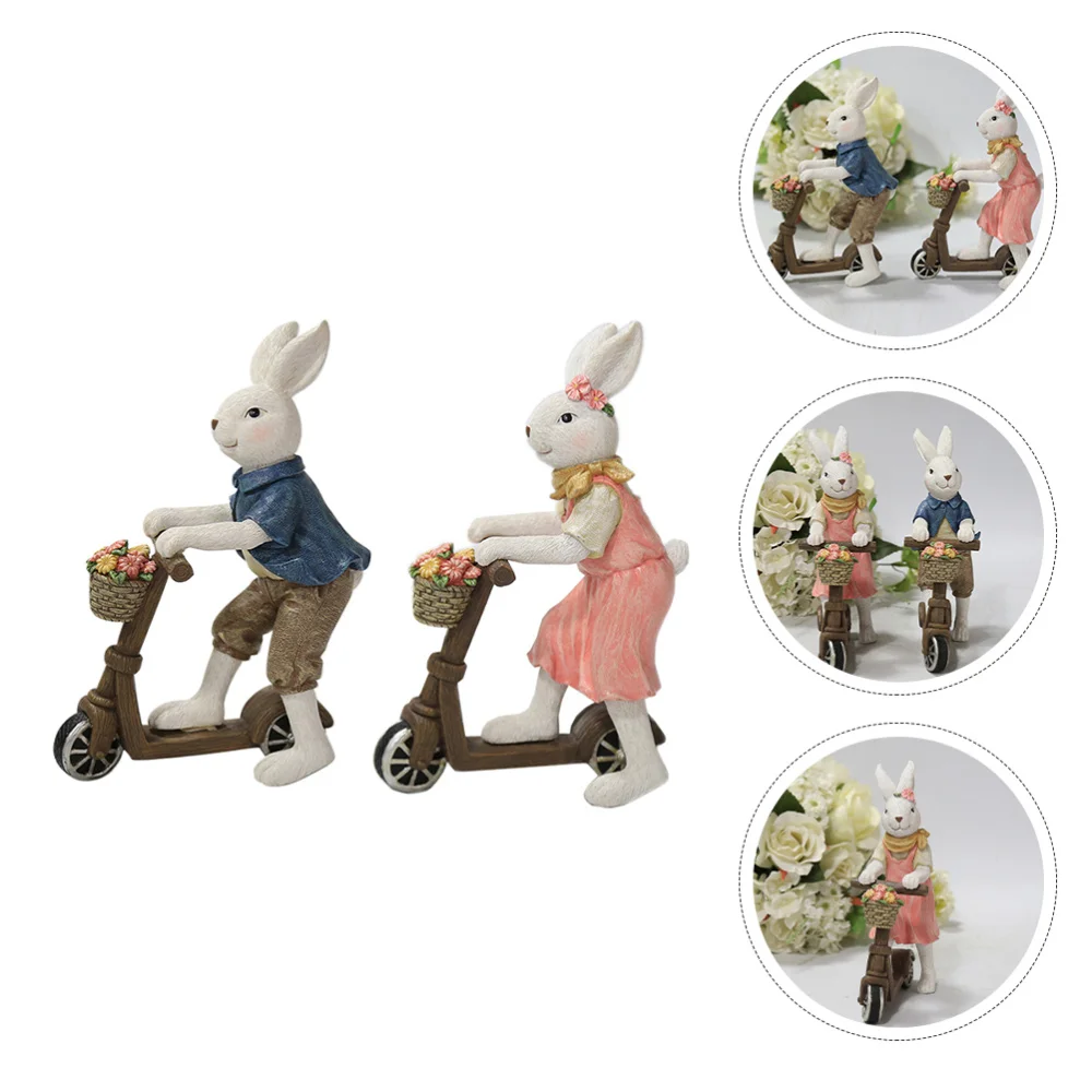 

1 pair of Window Rabbit Ornaments Photography Props Easter Resin Crafts