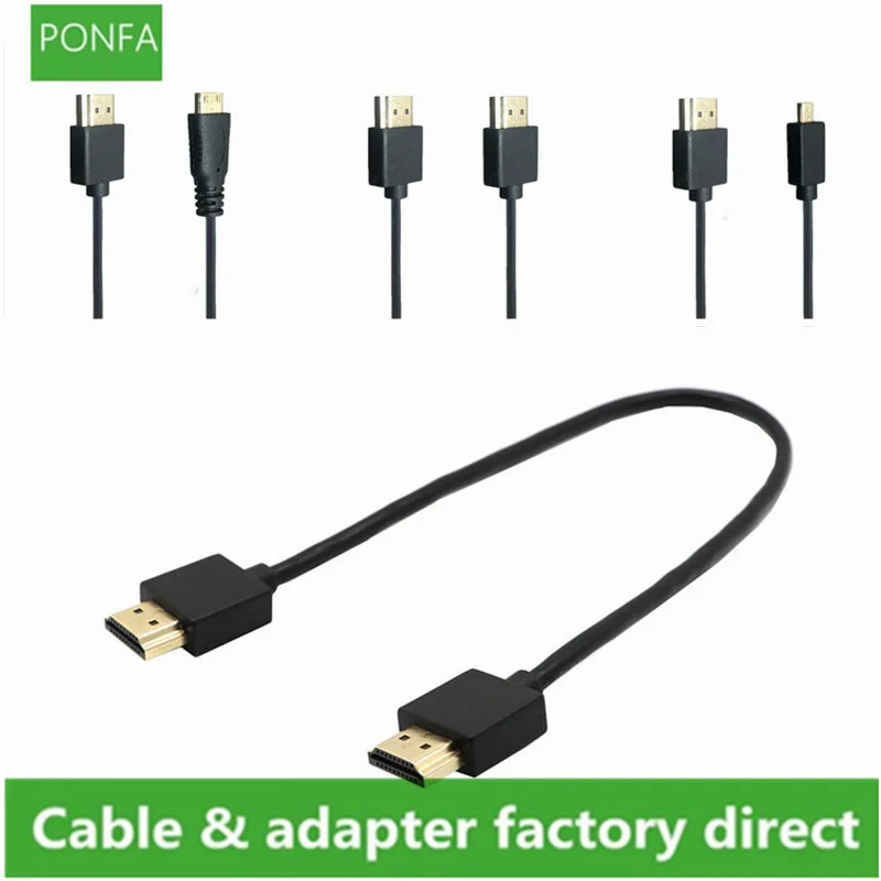 Ультратонкий hdmicable штекер Мини Micro HDMI совместимый супер мягкий тонкий кабель OD 3 0